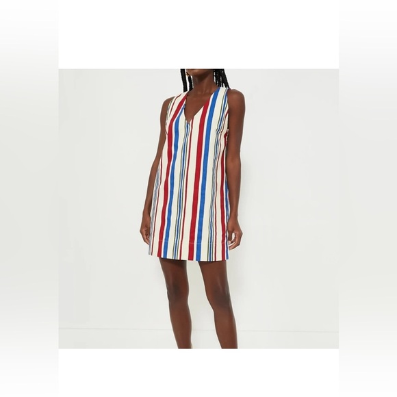 NWT Pomander Place Stripe Kira Dress M 100% Cotton Patriotic Style - Picture 1 of 11